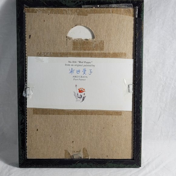 Original Watercolor Painting Poppies Art Painted by Foot Artist Signed 5 x 7 - Picture 4 of 7